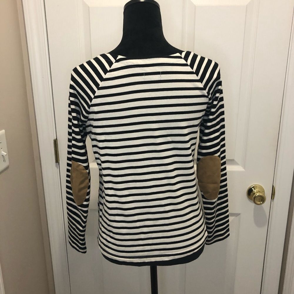 Izod black & white striped long sleeve top xsmall - Picture 5 of 8